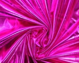 Fuchsia Metallic Foil Spandex Apparel Costume Cosplay Fabric - Sold By The Yard - 60"