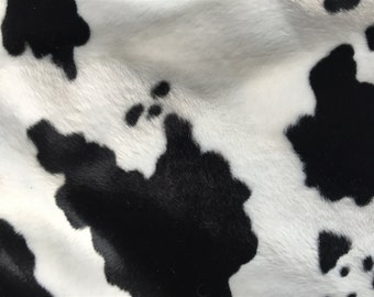 White Black Cow Velboa Faux Fur Fabric - Sold By The Yard - 58"/60"