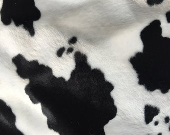 White Black Cow Velboa Faux Fur Fabric - Sold By The Yard - 58&quot;/60&quot;