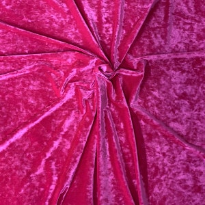 Hot Pink Crushed Stretch Velvet Apparel Costume Fabric - Sold By The Yard - 60&quot;
