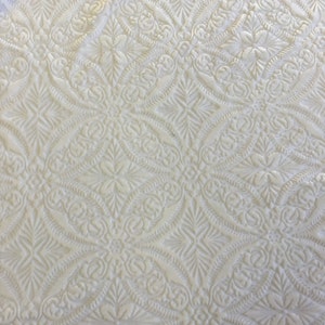 Weiß Lilie Ausbrenner Damast Geometrischer Stretch Samt Stoff - Meterware - 60 ""