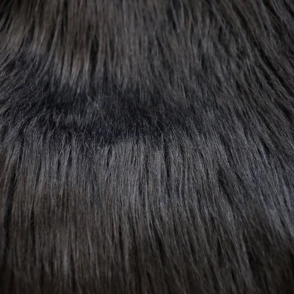 Black Long Pile Shaggy Faux Fur Fabric (4" Pile) - Sold By The Yard - 60"