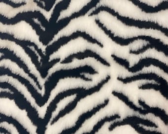 White Black Tiger Luxe Plush Faux Fur Fabric - Sold By The Yard - 60"