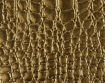 Vinyl Crocodile GOLD Fake Leather Upholstery Fabric By the Yard 54"
