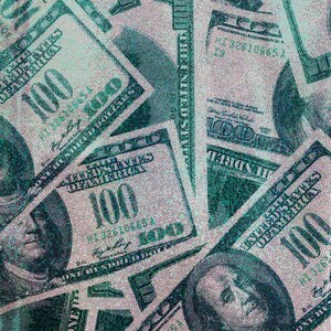 Green Hologram Mystique Money Printed Apparel Costume Spandex Fabric - Sold By The Yard - 60&quot;