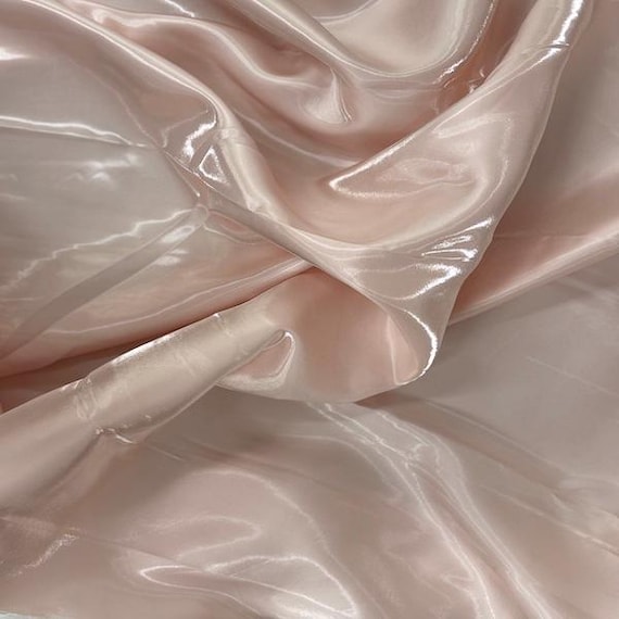 Blush Pink Crystal Reflective Liquid Bridal Satin Apparel Decor Fabric - Sold By The Yard