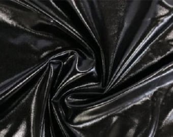 Black Metallic Foil Spandex Apparel Costume Cosplay Fabric - Sold By The Yard - 60"