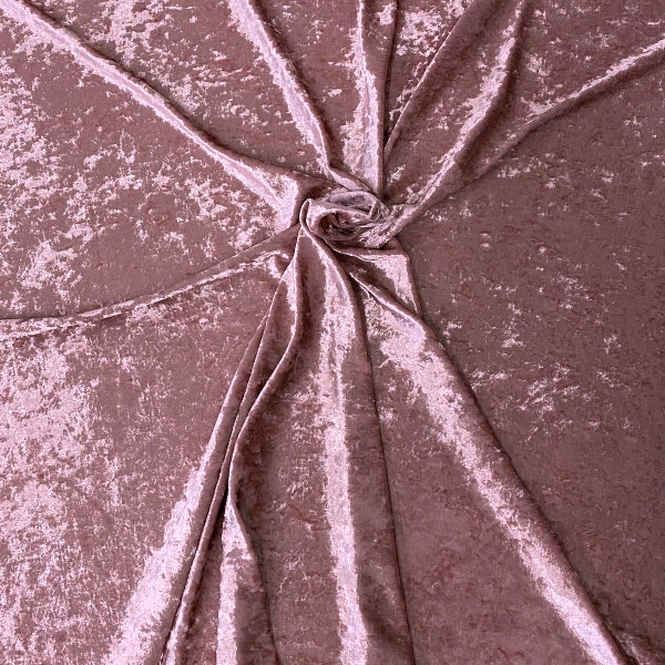 Mauve Pink Crushed Stretch Velvet Apparel Costume Fabric - Sold By The Yard - 60"