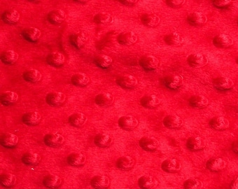 Red Minky Dot Cuddle Fabric - Sold By The Yard - 58"/ 60"