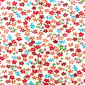White Multi Color Small Floral Print Poly Cotton Fabric - Sold By The Yard - 59&quot;