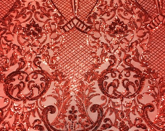 Red Chantal Deluxe 4 Way Stretch Nylon Spandex Wedding Prom Formal Sequin Fabric - Sold By The Yard