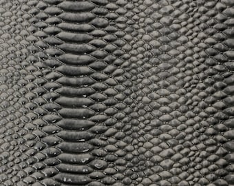 Gray Culebra Patent 3D Embossed Snakeskin Upholstery Crafting Vinyl Fabric - Sold By The Yard - 54"