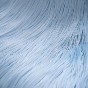 Baby Blue Long Pile Shaggy Faux Fur Fabric (4&quot; Pile) - Sold By The Yard - 60&quot;