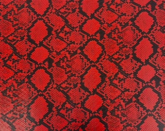 Red Caicos Snake Skin Upholstery Crafting Faux Leather Vinyl Fabric - Sold By The Yard