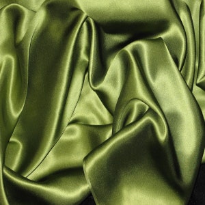 Cedar Green 100% Silk Charmeuse Apparel Home Decor Fabric - Sold By The Yard - 45&quot;