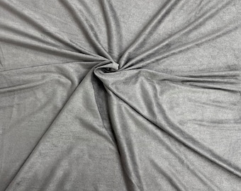 Gray Stretch Faux Suede Apparel Garment Fabric - Sold By The Yard - 60"