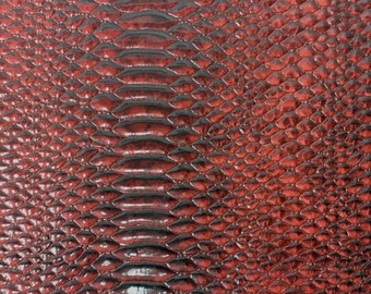 Dark Red Snakeskin Embossed Vinyl Fabric - 54" Upholstery