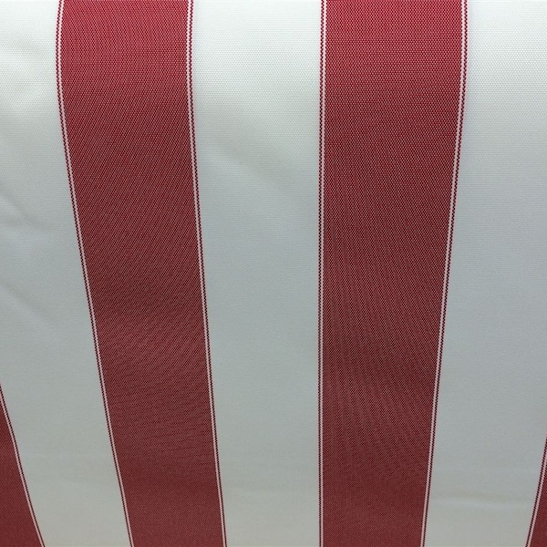 Indoor/Outdoor Waterproof Bordered Deck Stripe Red White Fabric / 60" Wide / Sold by the yard