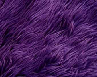 Purple Luxury Long Pile Faux Shaggy Fur Fabric - Sold By The Yard - 60"