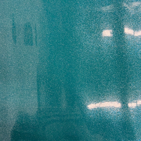 Dark Turquoise Sparkle Glitter Vinyl Upholstery Crafting Fabric - Sold By The Yard - 54"