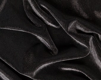 Stretch Velvet Spandex  Fabric - Black - 58"/60" Width Sold By The Yard