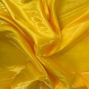 Yellow Crystal Reflective Liquid Bridal Satin Apparel Decor Fabric - Sold By The Yard