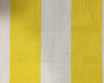 イエローホワイト2インチストライププリントポリコットンプリント生地 - ヤード単位で販売 - 59インチ