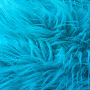 Turquoise Luxury Long Pile Faux Shaggy Fur Fabric - Sold By The Yard - 60&quot;