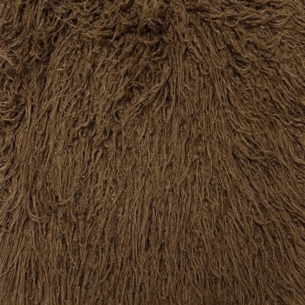 Tissu fausse fourrure alpaga brun chocolat à poils longs - Vendu par mètre - 60"