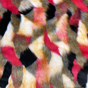 Fuchsia Multicolor Patchwork Faux Fur Apparel Crafting Upholstery Fabric - Sold By The Yard - 60&quot;