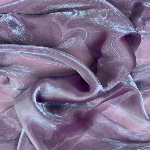 Blue | Purple Crystalized Reflective Liquid Silk Chiffon Apparel Fabric - Sold By The Yard
