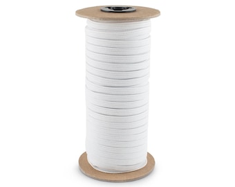3/8" White Knitted Elastic Band - 144 Yard Roll - Sold By The Roll - For Mask And Garments