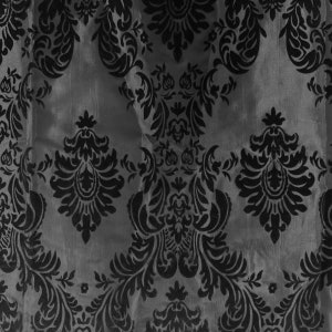 Black Damask Flocking Velvet Taffeta Apparel Drapery Costume Decor Fabric