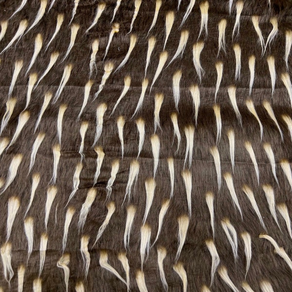Brown | Beige Two Tone Spike Shaggy Faux Fur Fabric - Sold By The Yard - 60"