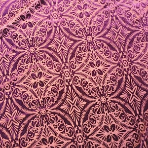 Purple Lili Burnout Damask Geometric Stretch Velvet Fabric -Sold By The Yard- 60&quot;