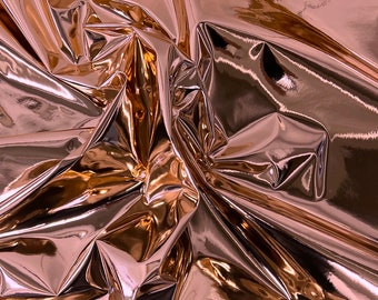 Rose Gold Chrome Reflective Mirror Vinyl Fabric - Sold By The Yard - 54"