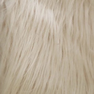 Cream Beige Long Pile Shaggy Faux Fur Fabric (4&quot; Pile) - Sold By The Yard - 60&quot;