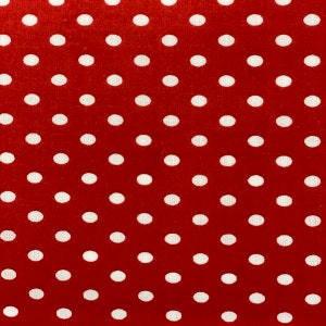 Red White Mini Polka Dot Print Poly Cotton Print Fabric - Sold By The Yard -  59"