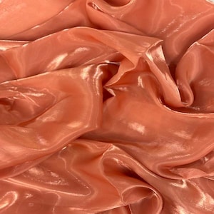 Rust Orange Crystalized Reflective Liquid Silk Chiffon Apparel Fabric - Sold By The Yard