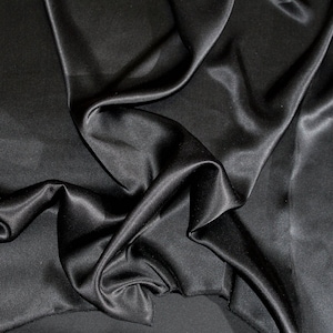 Black 100% Silk Charmeuse Apparel Home Decor Fabric - Sold By The Yard - 45&quot;