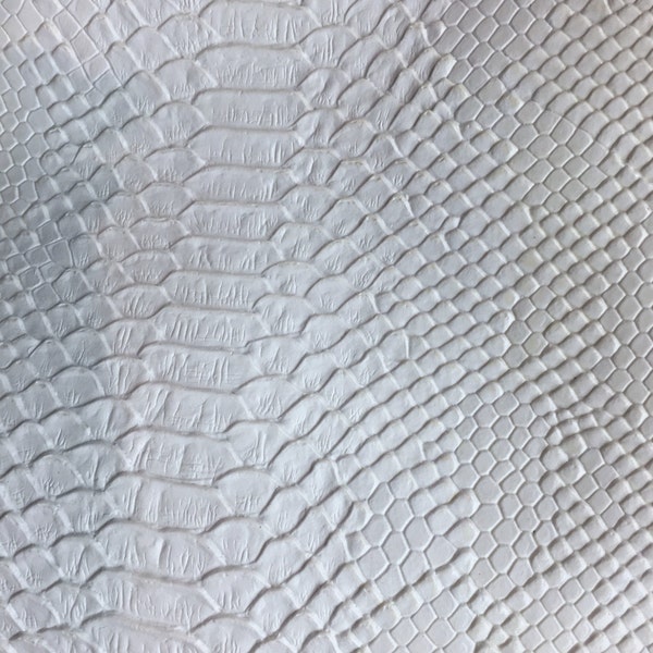 White Faux Viper Sopythana Snake Skin Vinyl Fabric - Sold By The Yard - 52"