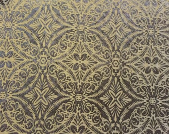 Black Lili Burnout Damask Geometric Stretch Velvet Fabric -Sold By The Yard- 60"
