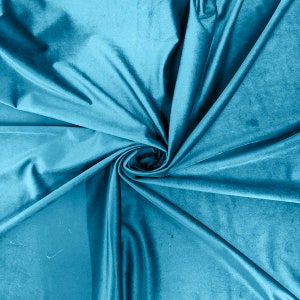 Aqua Blue Royale Sheen Velvet Upholstery Drapery Event Decor Fabric - Sold By The Yard