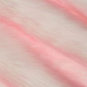 Light Pink White Two Tone Snow Luxury Shag Faux Fur Fabric - Sold By The Yard