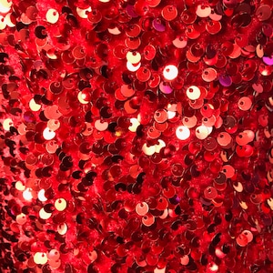 Red Sequins Embroidered Stretch Velvet Rodeo Fabric - Sold By The Yard