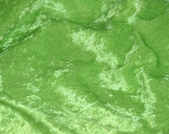 Tela elástica de terciopelo Panne Crush verde lima para fondos de ropa - cortada a medida - 60"