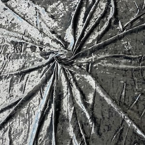 Charcoal Gray Crushed Stretch Velvet Apparel Costume Fabric - Sold By The Yard - 60&quot;