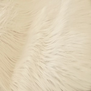 Ivory Long Pile Shaggy Faux Fur Fabric (4&quot; Pile) - Sold By The Yard - 60&quot;