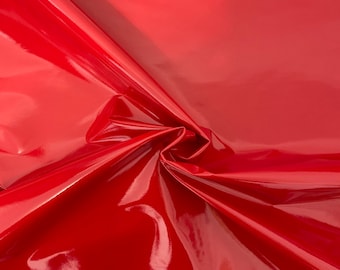 Red Faux Patent Leather Apparel Dance Costume Vinyl Fabric - Sold By The Yard - 54"