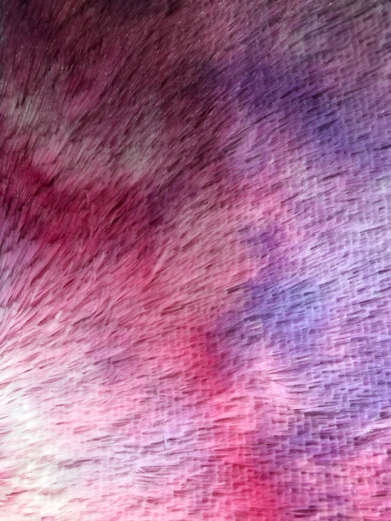 Purple Multi Color Dye Fuzzy Faux Fur Apparel Blanket Crafting